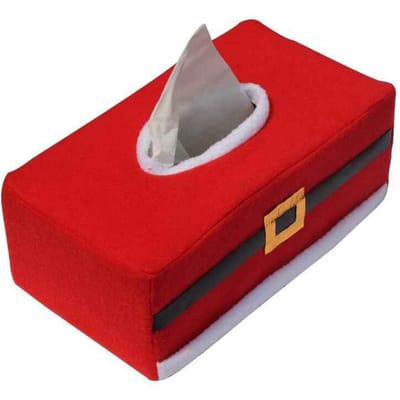 Fournitures de Noël Housse à mouchoirs à boucle de ceinture rouge, Ensemble de serviettes de fête Décoration de table de Noël, Artéfact d'ambiance pour maison/restaurant rouge