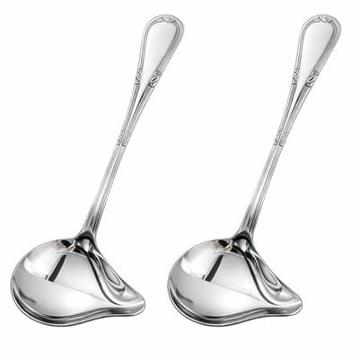 Dailygoods- Sauslepel Set van 2 - Roestvrij Staal - Vaatwasmachinebestendig - Schenktuit - Duurzaam - Ideaal voor Soepen/Dressings - Lepel