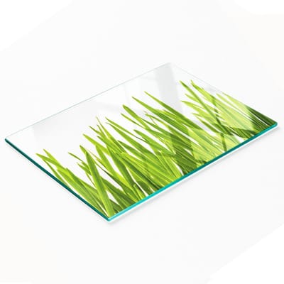 Multifunctionele decoratieve snijplank voor de keuken, gemaakt van gehard glas met een grasmotief, 80x52 cm