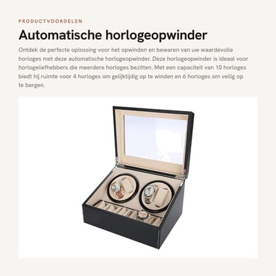 Dailygoods- Horlogeopwinder Automatisch - Horloge Houder - Draaibaar - 10 Horloges - Stille Motor - Antimagnetisch Koperwerk - Horlogehouder