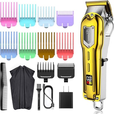 Haar Baard Trimmer - Grooming Kit - Thuis Kapsels Maken - Krachtige Langdurige Motor - 10 Lengte Kammen - Zwart
