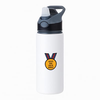 Hacebo® - liefste oom van de wereld waterfles met rietje zwart - Oom - de liefste oom - verjaardagscadeau - verjaardag - cadeau - cadeautje voor oom - oom artikelen - kado - geschenk - gift - water fles - 650ML