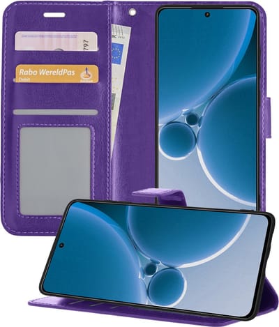 Hoesje - Geschikt voor OnePlus Nord 3 - Luxe Bookcase - Walletcase Hoes - Portemonnee - Cover - Telefoonhoes - Paars