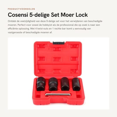 Dailygoods- Moer Verwijderaar Set - 4 Twist-outs - 1 Rechte Bar - Hoogwaardige Carbon Staal - Ergonomisch Ontwerp - Inclusief Opbergdoos - Moerextractor