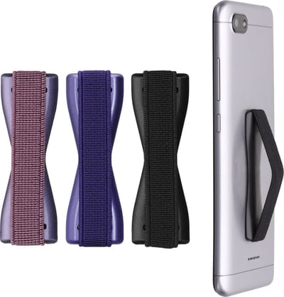 kwmobile vingerhouder voor smartphone - Vingergreep voor telefoon - Zelfklevende finger holder - Set van 3 - In metallic blauwpaars / metallic braam / metallic zodiac blue