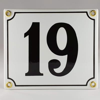 Huisnummer - Adresbord - Duidelijke Herkenning - Weerbestendig Kunststof - Nummer 19 - Wit Zwart