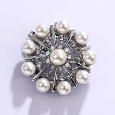 Temperament Delicaat Witte Parel Strass Sneeuwvlok Broche Accessoires Speld Dames Sjaal Knop gray