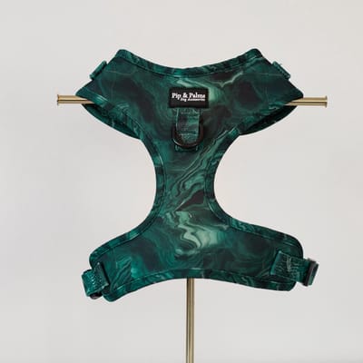 Pip & Palms - Hondenharnas Marble Madness - Groen - Maat XXS - Hondentuig - Verstelbaar - Y Tuig Hond - Zachte Voering - voor Kleine honden