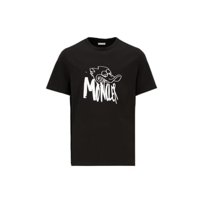 Moncler Automne/Hiver 22 T-shirt à col rond et manches courtes imprimé dessin animé anime Hommes Hauts Noir H20918C00030829H8999 M black