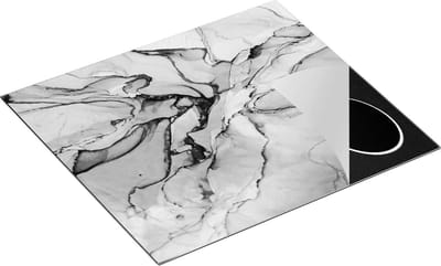 Chefcare Inductie Beschermer Abstracte Kunst - Zwart Wit - 60x50 cm - Afdekplaat Inductie - Kookplaat Beschermer - Inductie Mat