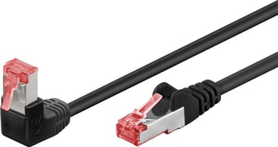 S/FTP CAT6 Gigabit Netwerkkabel - 1 kant haaks - CU - LSZH - 1 meter - Zwart