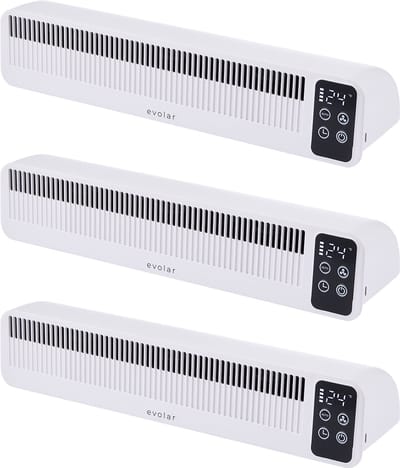 Evolar Radiator Ventilator Draadloos - 3 stuks - 3W - Wit - 5200 mAh accu - met timer en Slimme Modus - Kachelventilator - EVO-RFW03