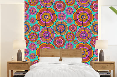 Behang - Fotobehang Design - Flower Power - Kleuren - Breedte 220 cm x hoogte 240 cm