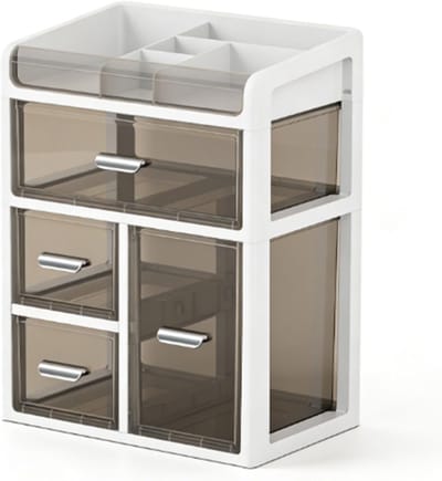 Bureau Organizer - Opbergdoos Lades - Bureau Opruimen - Transparante Laden - 395 x 32 x 22 cm - Wit Zwart