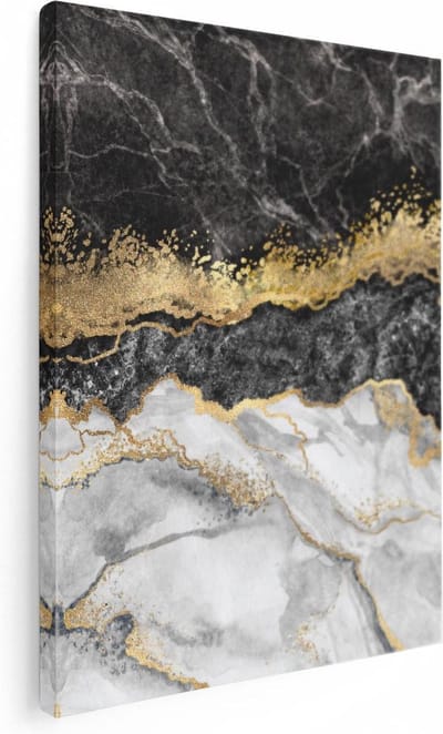 Artaza Canvas Schilderij Marmer Goud - 30x40 cm - Klein - Wanddecoratie Abstract - Muurdecoratie Woonkamer - Kamer Accessoires