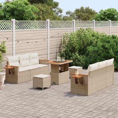 vidaXL - Tuinbank - Set - 11 - st - 8-Aantal - zitplaatsen - Beige - en - Crème