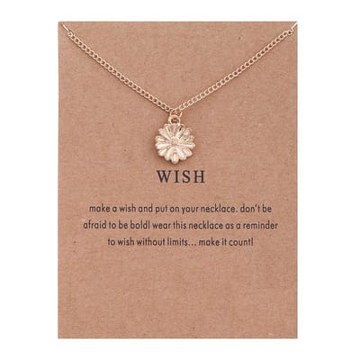 Bixorp Luck Dames Ketting met Gouden Bloem - "Wish" - 45/50cm - Cadeau voor Vrouw - Goudkleurig