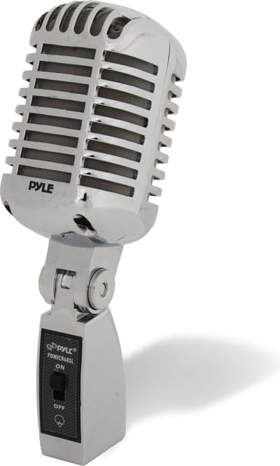 Pyle Microfoon – Microfoon in Vintage Retro Stijl- Karaokemicrofoon- met XLR-kabel - Compatibel met Universele Statieven - Live Optredens -Studio-opnamen-Zilver
