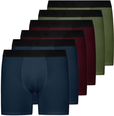 SNOCKS Lange Boxershorts Heren â€“ Zonder Logo â€“ Comfortabel & Ademend Ondergoed â€“ Perfecte Pasvorm â€“ 6 Stuk