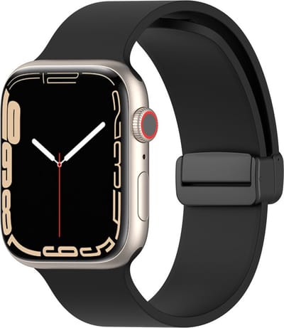 Siliconen bandje - geschikt voor Apple Watch 1/2/3/4/5/6/7/8/9/10/11/ SE (1,2,3) met maat 38 mm / 40 mm / 41 mm en 42 mm (Watch 10/11) - zwart