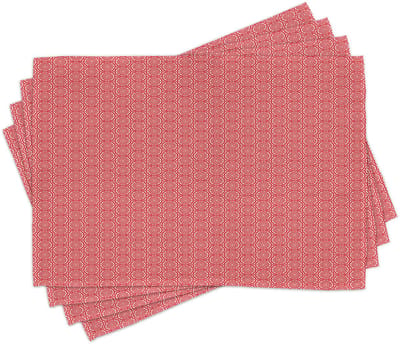 ABAKUHAUS Oosterse placemats, Boho-mandala geïnspireerd, tafeldecoratie gemaakt van kleurvast stof voor eetkamer en keuken, rood-wit