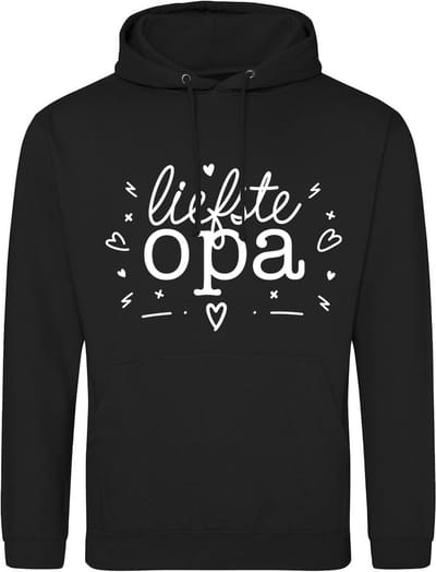 Hoodie voor Mannen - Cadeau voor De Liefste Opa - Mannelijk fit - Extreem zachte stof met Kangoeroezak/Buidelzak - 280 gram - Maat S - Jet Black
