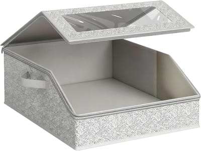 Hoedendoos Opbergbox - Hoeden organizer - Kleding opbergen - Rits en venster - 41 x 41 x 12 cm - Grijs