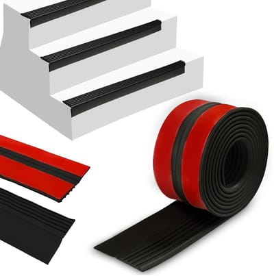 Zelfklevend Traprandprofiel 50 x 45 mm, Antislip Hoekstrip, Kunststof Hoekstrip, PVC Traprandbescherming, Veiligheid voor Trappen, Zwart, 3 meter lang