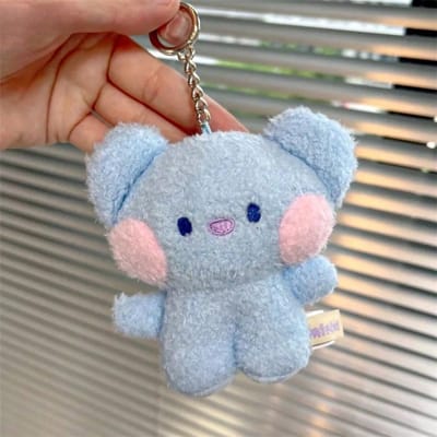 LINE FRIENDS BT21 Anime Kpop en Cartoon-thema 8cm Mini Dier COOKY RJ TATA Pluche Schattige Sleutelhanger en Rugzak Bedeltje white