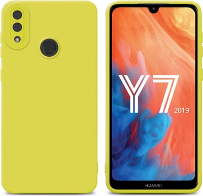 Cadorabo Hoesje geschikt voor Huawei Y7 2019 / Y7 PRIME 2019 in FLUID GEEL - Beschermhoes gemaakt van flexibel TPU silicone Cover Fluid Case