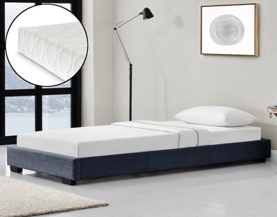 Modern bedframe stof met matras 90x200 donkergrijs