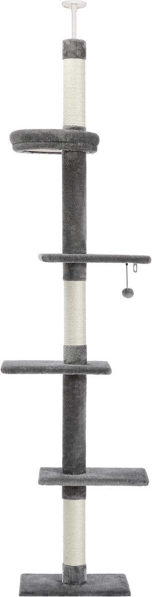 Kattenu CactusTower - Hoge Krabpaal Plafond - Verstelbaar van 229 - 275 cm - Grijs - Plafond Krabpaal Voor Katten