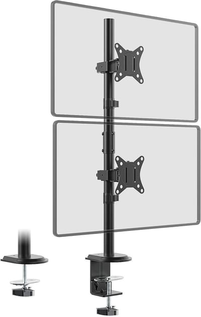 Dubbele monitorstandaard - ergonomisch ontwerp - 1 stuk - zwart - aluminium - 80 cm