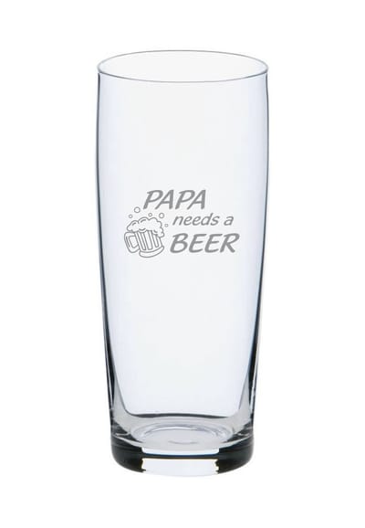Vaderdag - PAPA needs a BEER - bierglas - bierfluitje - Vaderdag cadeau - graveren - uniek cadeau - glas gravering - verjaardagscadeau