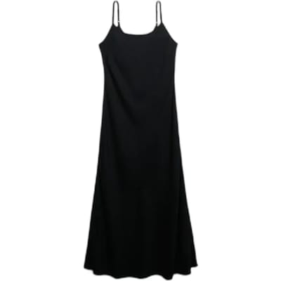Superdry Bias Cut Maxi Slip Jurk Black Grootte: 42