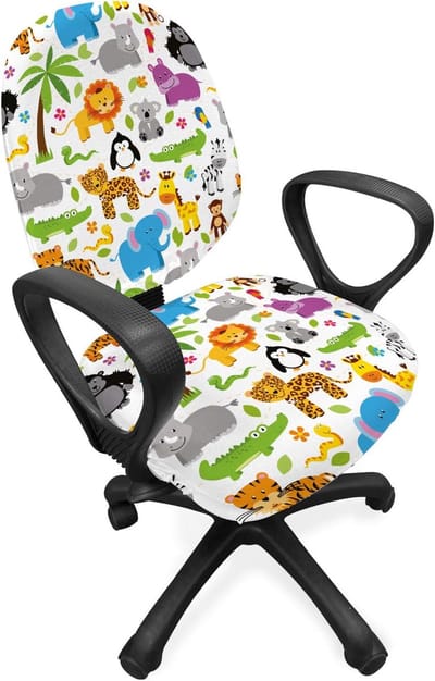 ABAKUHAUS kleuterstoel met overtrek, diverse dieren, decoratieve beschermhoes van rekstof, meerkleurig