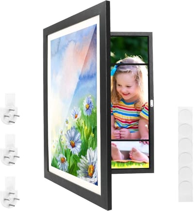 TIM® Wissellijst Kindertekening - Fotolijst - Luxe fotolijst voor kindertekeningen - Kunstlijst - Wissellijst – Tekeningen – A3 - Zwart - 46cm x 34cm x 2cm