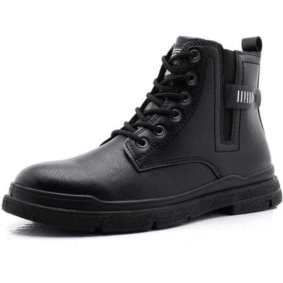 Heren Winterlaarzen Mode Pu Leer Sneakers Casual Heren Enkellaarsjes Heren Sneeuwlaarzen Winter Oxfords Woestijnschoenen Heren Booties 41 zwart