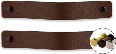 Leren handgrepen - Bruin - 2 stuks - 20 x 2,5 cm - incl. 3 kleuren schroeven - Handgrepen leer - Leren meubelgreep - Leren handvaten kast - Leren lus - Handgreep kast leer - Leren greepjes - Handvat leer - Leren deurgreep - Bruine leren handgreep