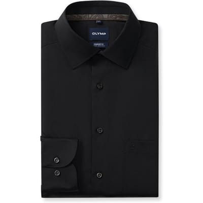 OLYMP Luxor Overhemd, Comfort Fit, New Kent, Zwart