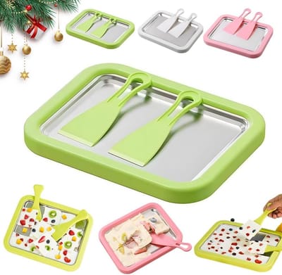 Rolled Ice Cream Maker - DIY Dessert Machine - Zelfgemaakt IJs - Voedselveilig Roestvrij Staal - 25.9 x 21.1 cm