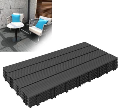 WPC Tegels - Hout Composiet Vloer - Balkon Verfraaien - Waterproof Drainage Systeem - 30 x 60 cm - Antraciet