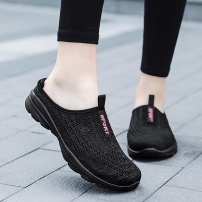 Ademende Lichte Damesschoenen Nieuwe Casual Halve Pantoffels Buitenshuis Flats Zapatos De Mujer Plus Size Kwaliteitsschoenen voor Vrouw Pantoffels 42 white
