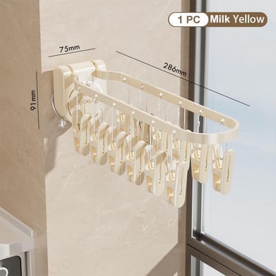 Balkon Droogrek Opvouwbaar en Draaibaar Zonder Boren Zuignap Wandmontage Sokkenrek Huisopslag M&1&12 beige