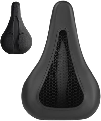 Fietszadelkussen Gevoerd - Comfortabel Zadel - Lange Ritten - Honingraat Structuur - 29 x 18 cm - Zwart