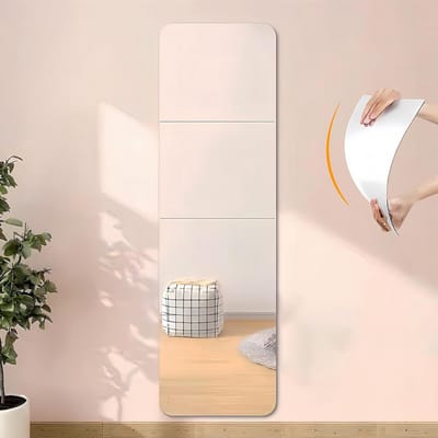 SNJY® Plakspiegel - Spiegelfolie - Passpiegel - Spiegel - Zelfklevend - 4 Stuks - 20 x 20 cm - Zilver
