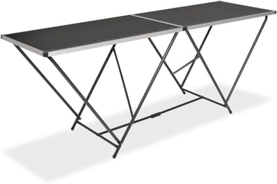 Opvouwbare Behangtafel - Werktafel Vouwbaar - Muren Behangen - Licht Aluminium Frame - 200x60x78cm - Zwart
