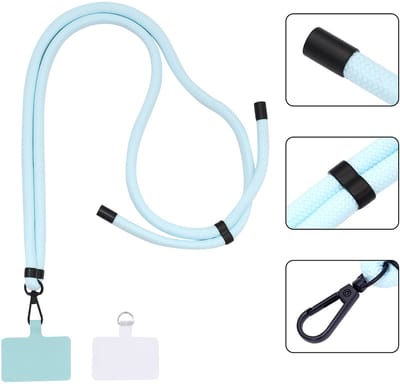 Casemania Extra Sterke Telefoonkoord - Sky Blue - Dikke Verstelbare Telefoonketting - Universeel Koord voor Smartphone - Stevig Draagkoord voor Telefoon - Lanyard Crossbody Cord - Licht Blauw