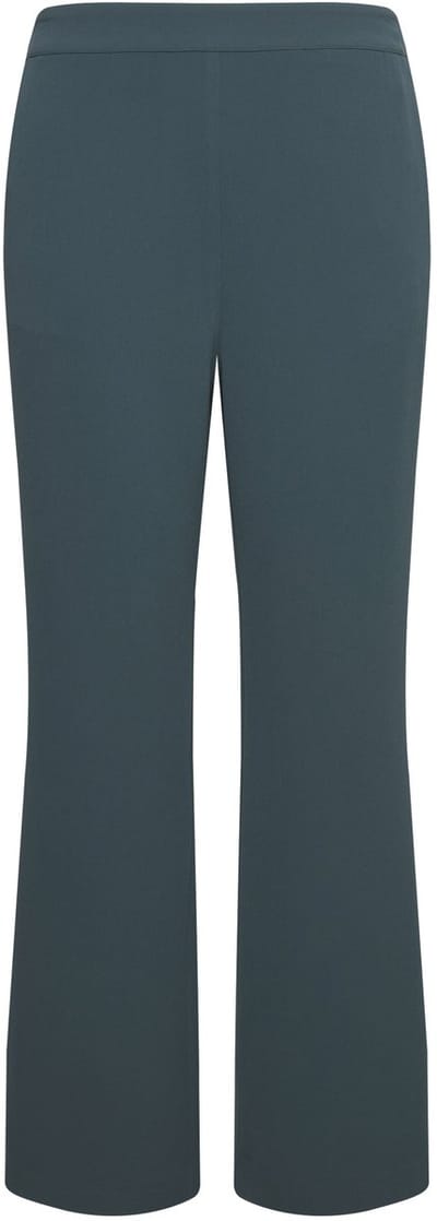 Ulla Popken - Dames - Pantalon wijde rechte pijp elastische tailleband - Diepgroen - Maat 42