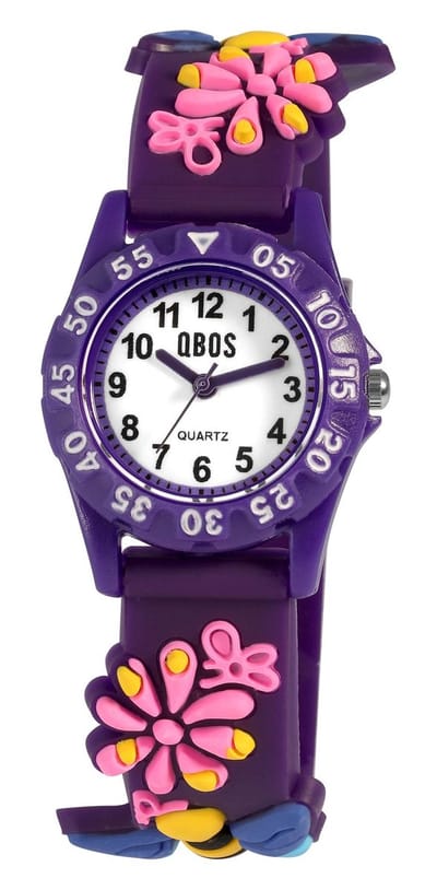 QBOS QBOS kinderhorloge van siliconen met bijenmotief, goed afleesbaar